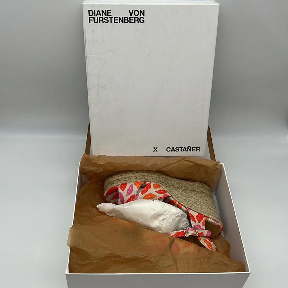 Castañer X Diane Von Furstenberg Blaudell Wedge Espadrilles Rose Multi